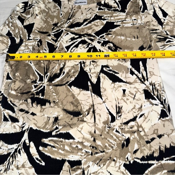 *3 for $15* BonWorth Womens Petite S Short Sleeve Brown & Black Top Blouse Metal - Picture 6 of 9